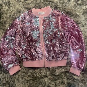 H&M Pink and Blue Sequin Kids Puffer Jacket